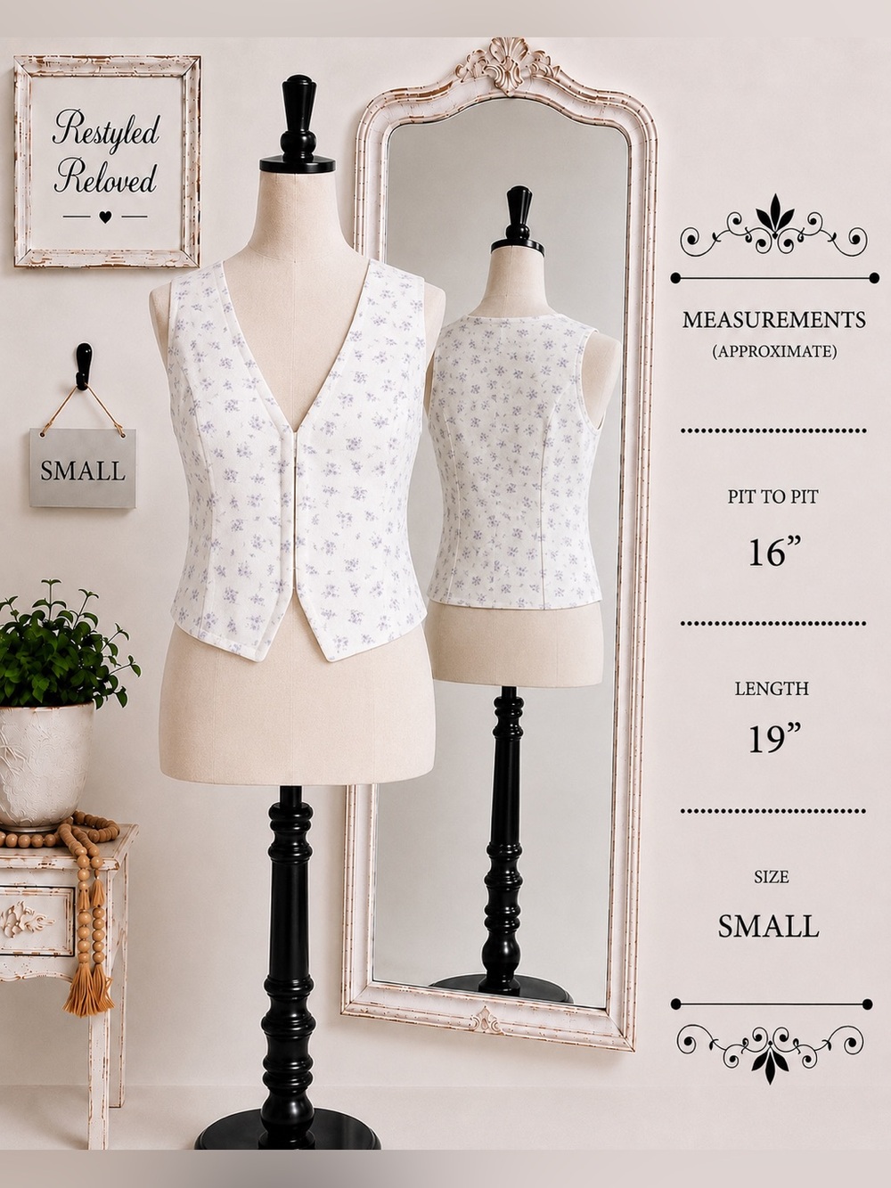 Blue Blush Floral Ditsy Hook & Eye Closure Vest Top